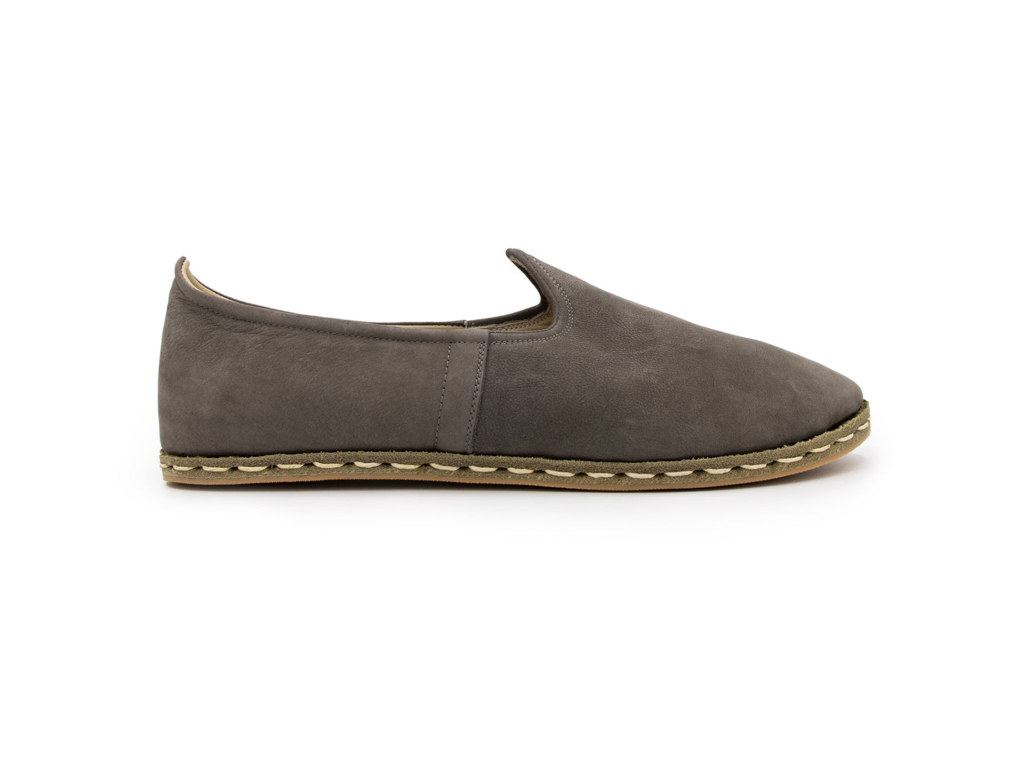 Men's Grey Leather Loafers, Side